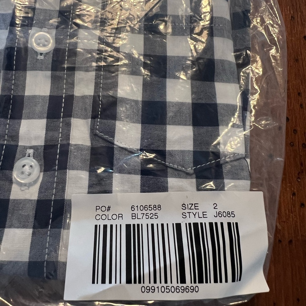 J Crew Button Down Navy Crewcuts Boys Checkered Kids' Navy Long-Sleeve Flex - Picture 6 of 8